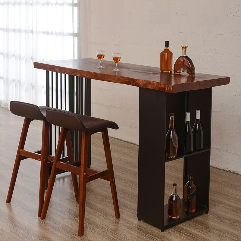 Contemporary Rectangle Bar Table Solid Wood Brown Bar Dining Table with Storage Clearhalo 'Bar Furniture' 'Bar Tables' 'bar_tables' 'furn' 'furn_bar_tables' 'Furniture' 'Kitchen & Dining Furniture' 1200x1200_48fcc0db-bcbf-4f39-9679-582a4a301e8e