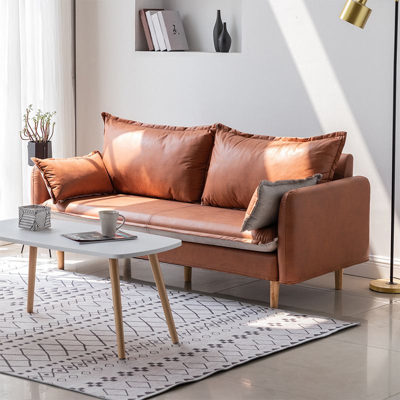 Mid Century Modern 28.3"H Faux Leather Square Arm Sofa for Living Room Clearhalo 'furn' 'furn_sofas' 'Furniture' 'furniture_sofas' 'Living Room Furniture' 'Sofa' 'sofas' 1200x1200_48fce043-6c36-4909-b748-2bb486ba9337