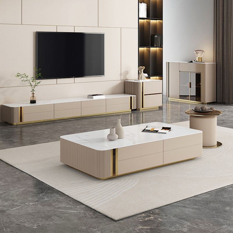 Slate Rectangular Coffee Table White Coffee Table Set with Drawer Clearhalo 'Coffee & Accent Tables' 'Coffee Tables' 'coffee_tables' 'furn' 'furn_coffee_tables' 'Furniture' 'Living Room Furniture' 1200x1200_48fcfa89-84ad-4a0c-a5f0-005366555a99