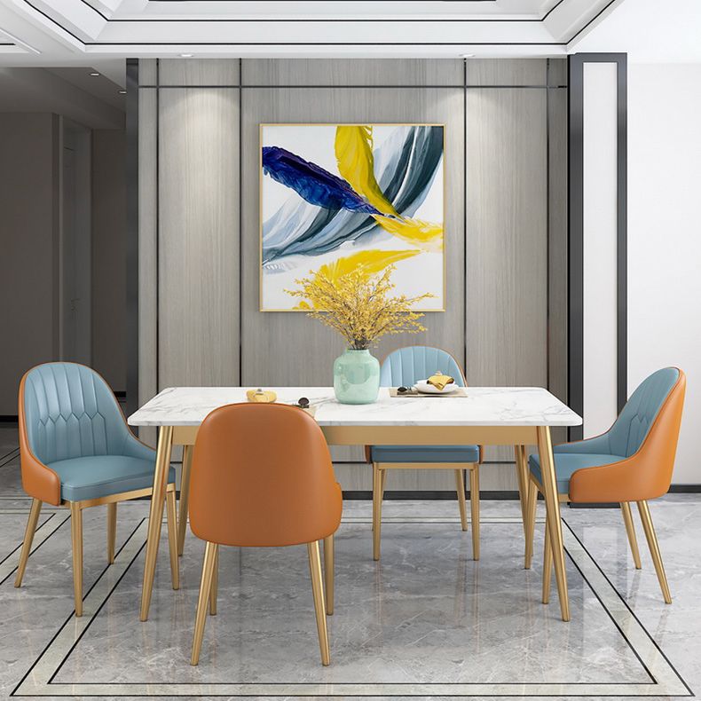 Scandinavian Style Sintered Stone Dining Table Set White Rectangle Home Use Dining Set Clearhalo 'Dining Room Sets' 'Dining Tables & Seating' 'dining_room_set' 'furn' 'furn_dining_room_set' 'Furniture' 'furniture_dining_room_set' 'Kitchen & Dining Furniture' 'kitchen&dining_furn' 'kitchen' 1200x1200_48fd04eb-6a65-4ffc-adfa-119aff990cdb