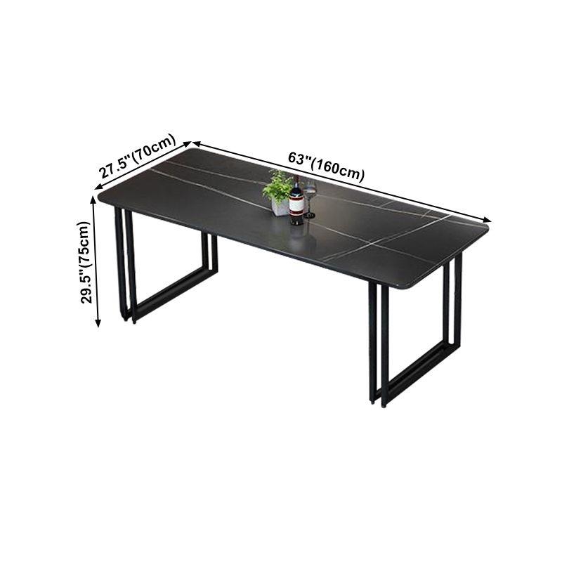Sintered Stone Dining Table Black Industrial Style Dining Table with Metal Base Clearhalo 'Dining Tables & Seating' 'Dining Tables' 'dining_table' 'furn' 'furn_dining_table' 'Furniture' 'furniture_dining_table' 'Kitchen & Dining Furniture' 'kitchen' 'kitchen_dining_table' 1200x1200_48fd1bdf-d26e-439f-a779-af0f21a46a62