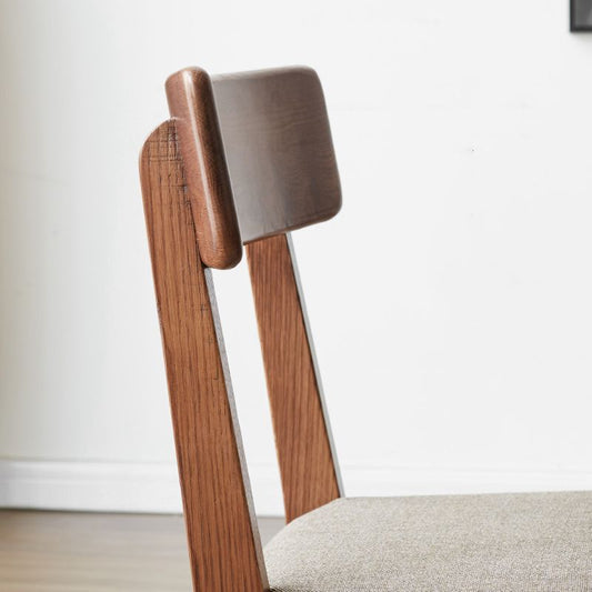 Eigentijdse gestoffeerde armloze stoel, indoor eiken eetstoel