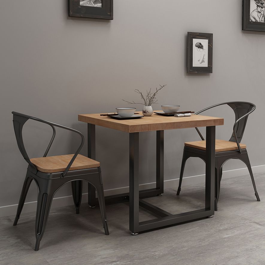 Industrial Solid Wood Dining Table Square Table in Brown with Metal Trestle Base Clearhalo ' dining_table' 'Dining Tables & Seating' 'Dining Tables' 'furn' 'furn_dining_table' 'Furniture' 'furniture_dining_table' 'Kitchen & Dining Furniture' 'kitchen&dining_furn' 'kitchen' 'kitchen_dining_table' 1200x1200_48fea4b2-7ec1-46f7-93e6-3f4a356565d4