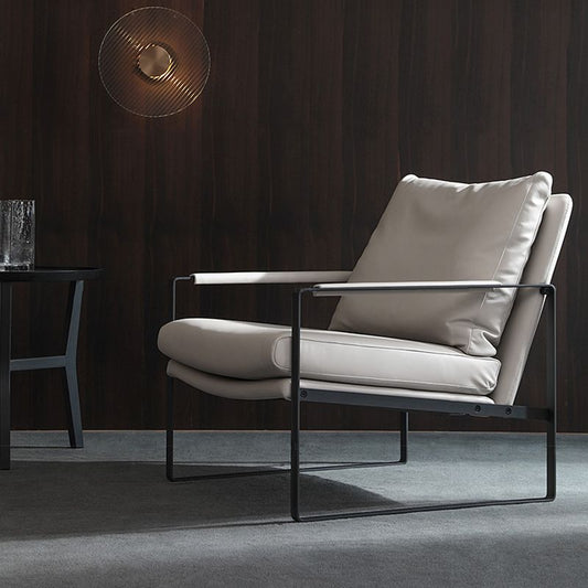 Mid-Century Modern Sled Arm Chair Faux Leather Accent Armchair for Living Room