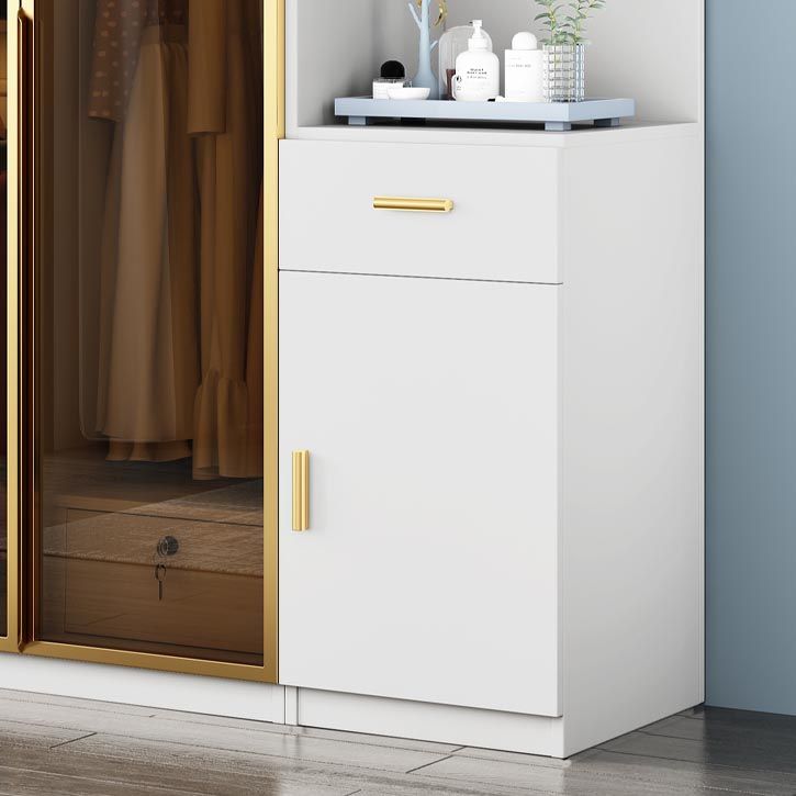 Hout- en glazen kledingkastkast eigentijds scharnierende garderobe kast