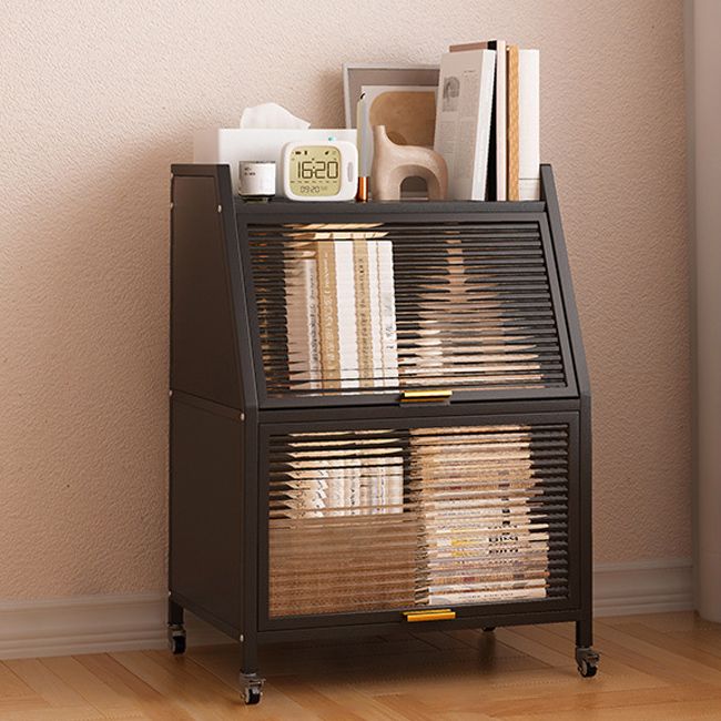 Modern Style Bookshelf Metal Closed Back Bookcase with Door for Home Office Clearhalo 'Bookcases' 'furn' 'furn_bookcases' 'Furniture' 'Office Furniture' 1200x1200_490199d7-8801-44fd-80aa-dc8373757e7b