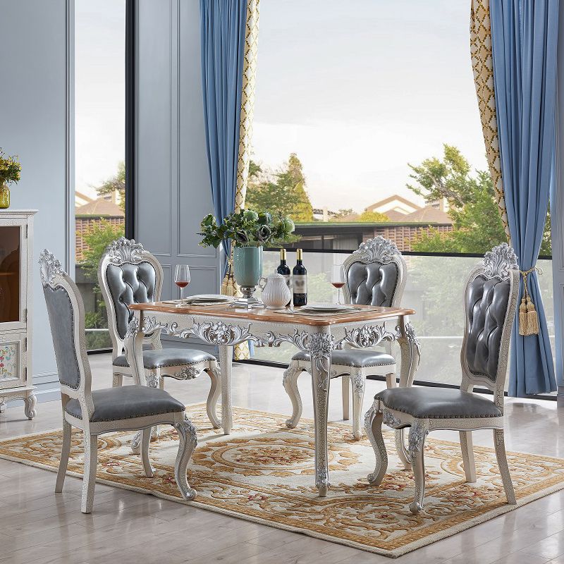 Rectangle Wood Color Dining Table Solid Rubberwood Table Victorian with 4 Legs Clearhalo ' dining_table' 'Dining Tables & Seating' 'Dining Tables' 'furn' 'furn_dining_table' 'Furniture' 'furniture_dining_table' 'Kitchen & Dining Furniture' 'kitchen&dining_furn' 'kitchen' 'kitchen_dining_table' 1200x1200_4901ae0b-1552-474c-98ef-b619651ffb92