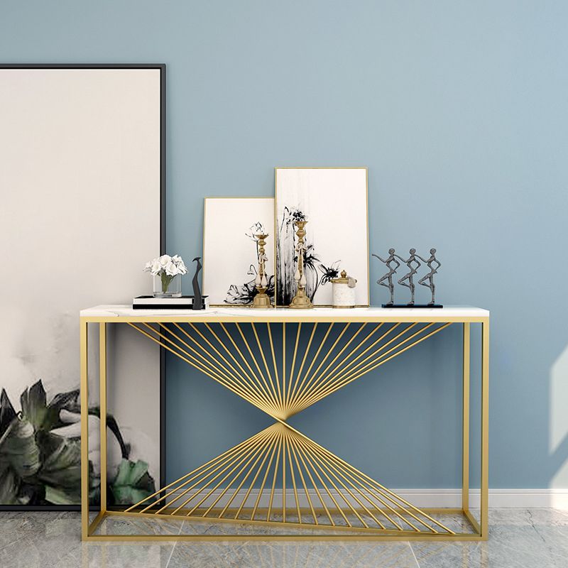 Glam Rectangle Accent Table 31.5" Tall Marble Console Table for Hall Clearhalo 'Console Tables' 'console_tables' 'Entry & Mudroom Furniture' 'furn' 'furn_console_tables' 'Furniture' 1200x1200_49065dbf-2251-4ce7-b4b5-e750b56423dc