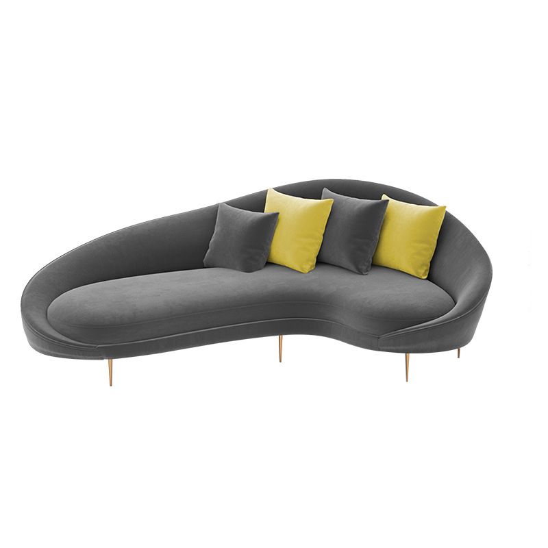 Contemporary Velvet Solid Color 33.46" H Curved Slope Arm Sofa Clearhalo 'furn' 'furn_sofas' 'Furniture' 'Living Room Furniture' 'Sofa' 'sofas' 1200x1200_4908e7e4-2316-4df8-a889-9939dff248dc