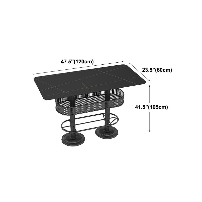 Industrial Black Iron Bar Table Faux Marble Top 41.3"H Bistro Table with Storage Clearhalo 'Bar Furniture' 'Bar Tables' 'bar_tables' 'furn' 'furn_bar_tables' 'Furniture' 'furniture_bar_tables' 'Kitchen & Dining Furniture' 'kitchen&dining_furn' 'kitchen' 1200x1200_490be6c8-c397-4a26-a674-e48f670086e7