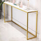 Rectangle Shape Contemporary Console Table Stone Console Sofa Table in White and Gold