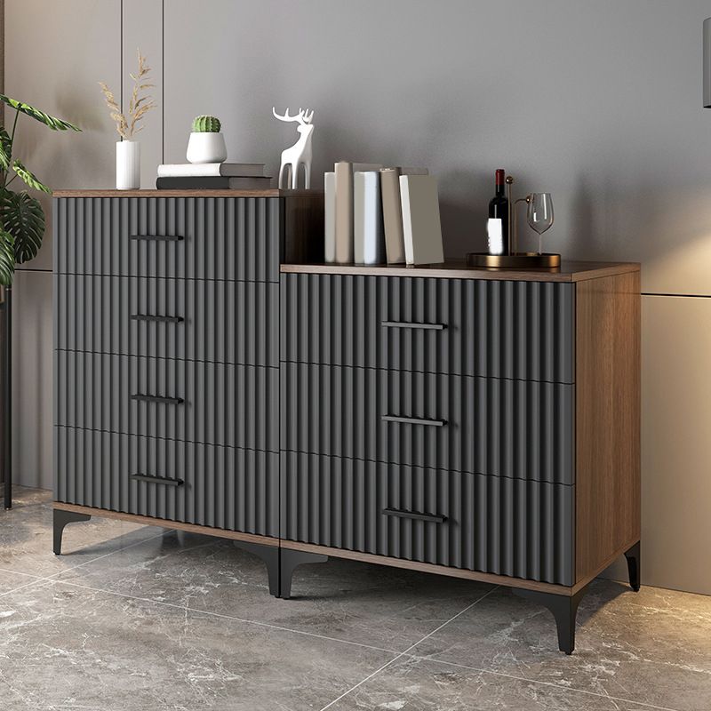 Cofre de acento rectangular contemporáneo con tapa marrón y patas de metal