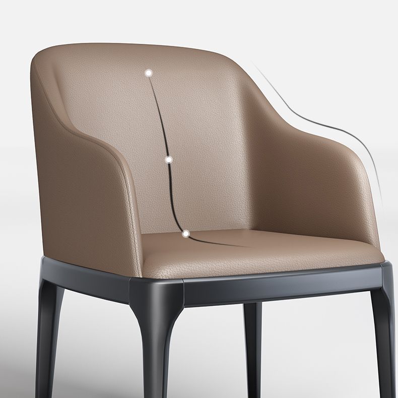 Modern Square Leather Dining Side Arm Chair with Wooden Legs for Kitchen Clearhalo ' kitchen&dining_furn' 'Dining Chairs' 'Dining Tables & Seating' 'dining_chair' 'furn' 'furn_dining_chair' 'Furniture' 'furniture_dining_chair' 'Kitchen & Dining Furniture' 'kitchen' 1200x1200_491282e3-a384-45f8-860d-9b74c32a4a76
