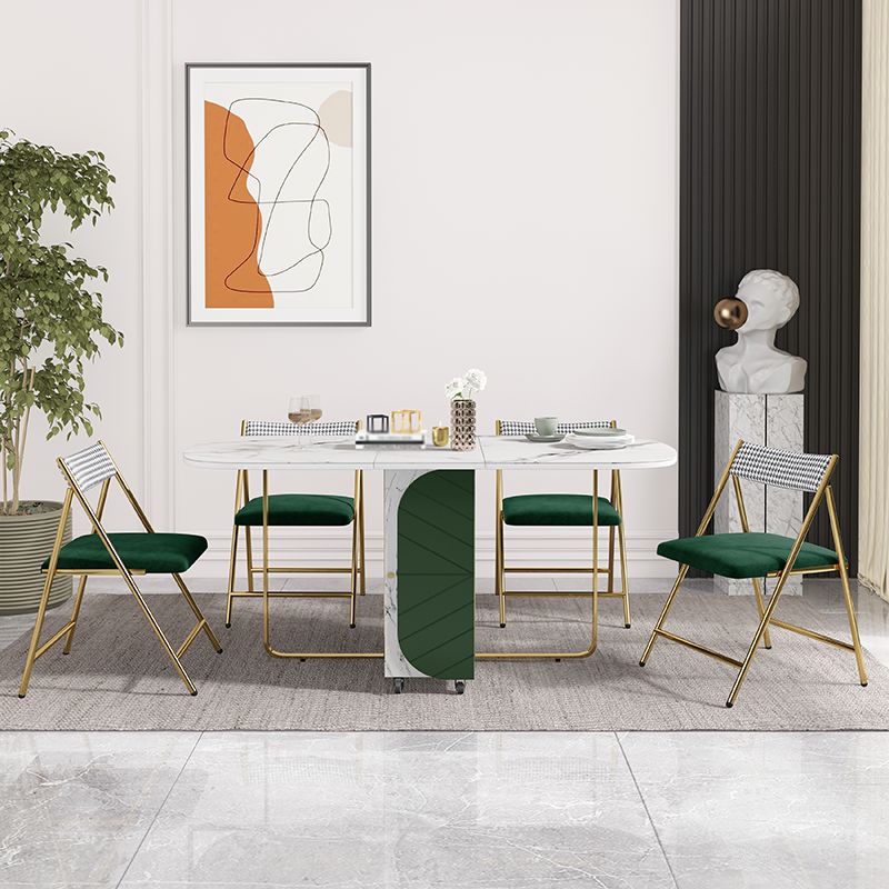 Modern Sintered Stone Dining Table White Rectangle Drop-Leaf 59" Dining Table Clearhalo ' dining_table' 'Dining Tables & Seating' 'Dining Tables' 'furn' 'furn_dining_table' 'Furniture' 'furniture_dining_table' 'Kitchen & Dining Furniture' 'kitchen&dining_furn' 'kitchen' 'kitchen_dining_table' 1200x1200_49154a95-8ff4-4640-a4e8-bbd4bf530726
