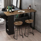 Industrial Pine Pub Bar Table Indoor Iron Double Pedestal Bar Dining Table with 2-Shelf Clearhalo 'Bar Furniture' 'Bar Tables' 'bar_tables' 'furn' 'furn_bar_tables' 'Furniture' 'furniture_bar_tables' 'Kitchen & Dining Furniture' 'kitchen&dining_furn' 'kitchen' 1200x1200_4917a51e-dcb6-41df-abb9-ecfcda8ccda8