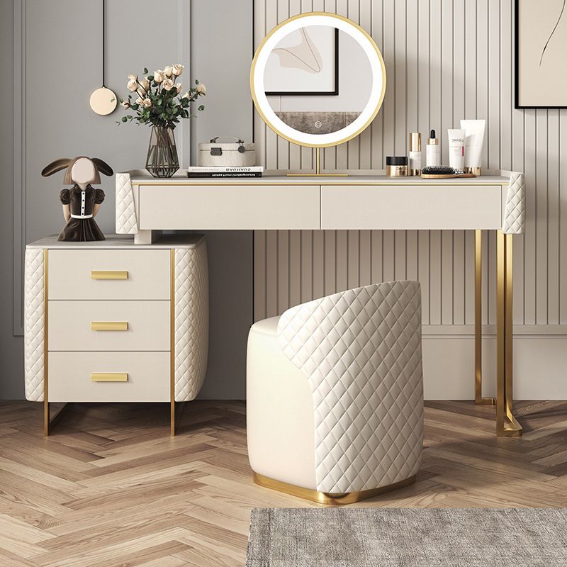Glam Stone Top Vanity Makeup Table Set Wooden 5-Drawers Dressing Table Clearhalo 'Bedroom Furniture' 'furn' 'furn_makeup_vanities' 'Furniture' 'Makeup Vanities' 'makeup_vanities' 1200x1200_4919d1a6-d198-4d56-96bf-8841f1c664af