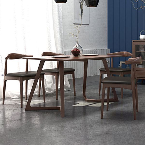 Contemporánea 1/4/5 Piezas Muebles Rectángulo Mesa de comedor de madera maciza colocada en marrón