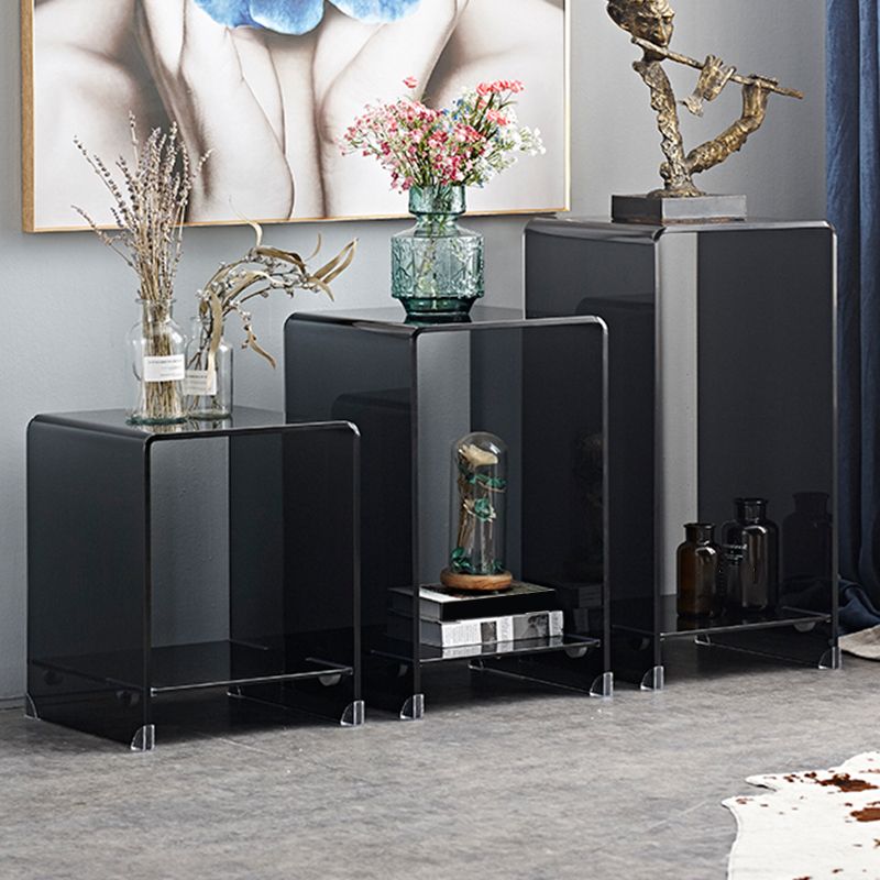 Mesa de trineo de la mesa cuadrada de vidrio contemporánea con estante