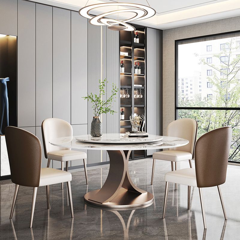 Glam Dining Round Table Sintered Stone Table with Metal Legs for Home Use Clearhalo 'Dining Tables & Seating' 'Dining Tables' 'dining_table' 'furn' 'furn_dining_table' 'Furniture' 'Kitchen & Dining Furniture' 1200x1200_491c0de6-c034-40fc-a46c-8762b05d818b