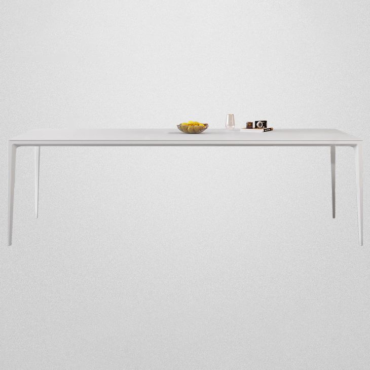 Modern Rectangle Dining Table Sintered Stone Dining Table with 4 White Legs for Home Kitchen Dinner Clearhalo ' dining_table' 'Dining Tables & Seating' 'Dining Tables' 'Furniture' 'furniture_dining_table' 'Kitchen & Dining Furniture' 'kitchen&dining_furn' 'kitchen' 'kitchen_dining_table' 1200x1200_491db71f-f56d-4889-b230-8b88b4537d5c