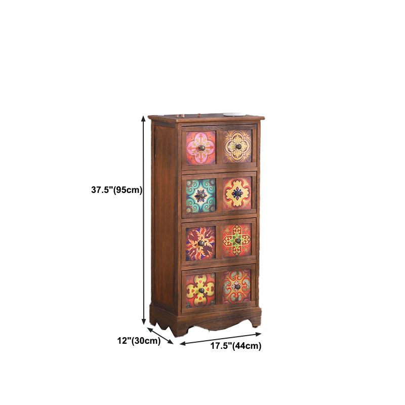 Coffre de rangement traditionnel marron, coffre de lingerie vertical avec tiroirs