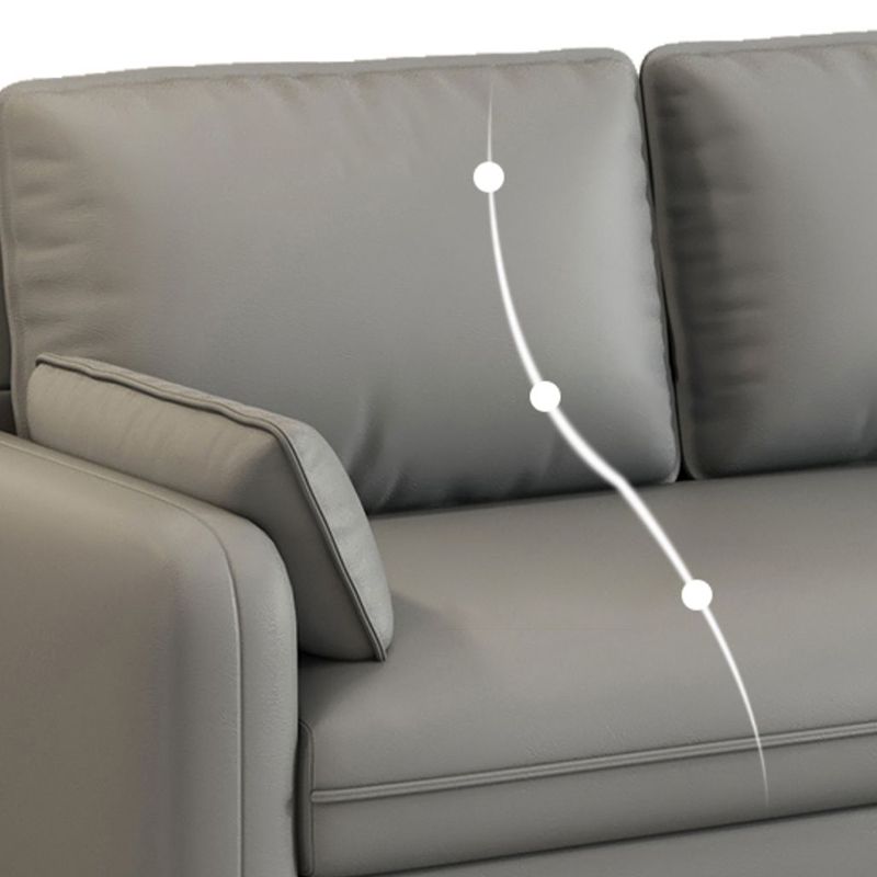 Scandinavian 25.59" Wide Faux Leather 3 Seater Square Arm Sofa