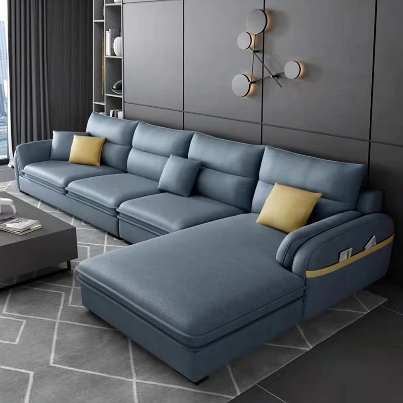 Contemporary Right Hand Facing Sectional with Pillowed Back Cushions for Four People Clearhalo 'furn' 'furn_sectionals' 'Furniture' 'furniture_sectionals' 'kitchen' 'kitchen_sectionals' 'Living Room Furniture' 'Sectionals' 1200x1200_491f99da-d655-47c2-b6ad-ba640c3b0ce0