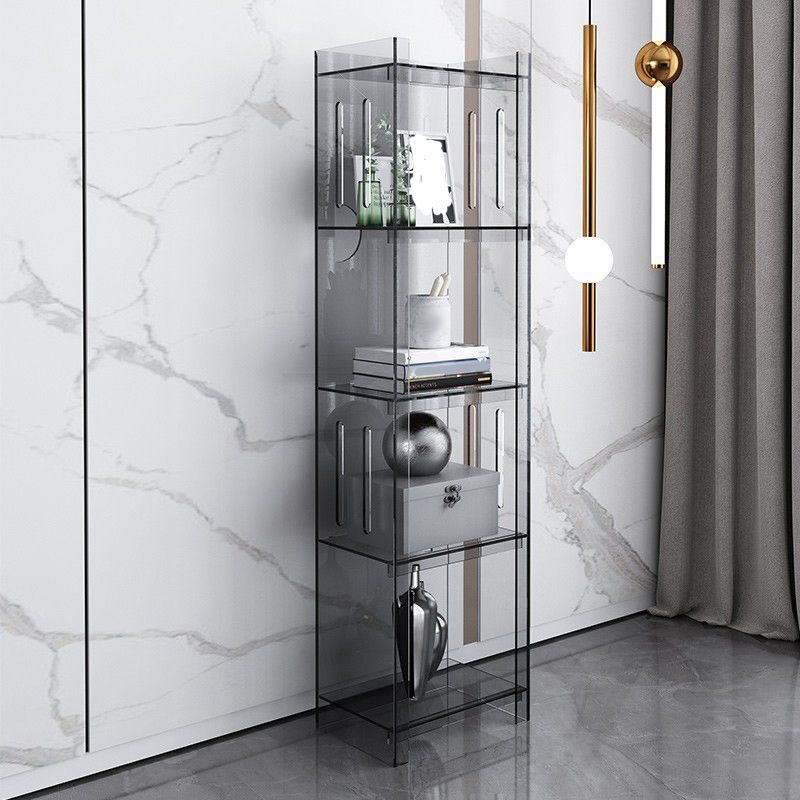 Moderne gesloten achterste standaard boekenplank acryl boekenkast met rechthoekige planken