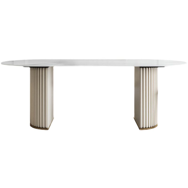 Glam Sintered Stone Oval Shape Dining Table White Standard Dining Table for Kitchen Clearhalo ' dining_table' 'Dining Tables & Seating' 'Dining Tables' 'furn' 'furn_dining_table' 'Furniture' 'furniture_dining_table' 'Kitchen & Dining Furniture' 'kitchen&dining_furn' 'kitchen' 'kitchen_dining_table' 1200x1200_49215075-f0ab-4b93-8dbc-ca308629f78d