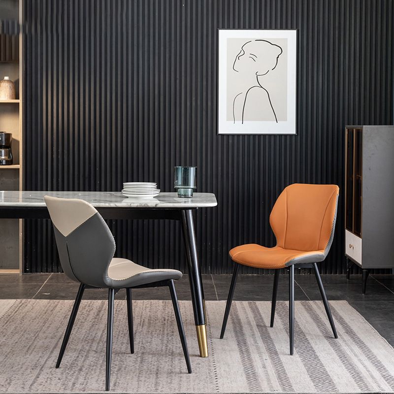 Contemporary Upholstered Dining Chairs Wingback Side Chair with Metal Legs Clearhalo 'Dining Chairs' 'Dining Tables & Seating' 'dining_chair' 'furn' 'furn_dining_chair' 'Furniture' 'Kitchen & Dining Furniture' 1200x1200_492197c8-6193-44a6-9138-3538e6c36d30