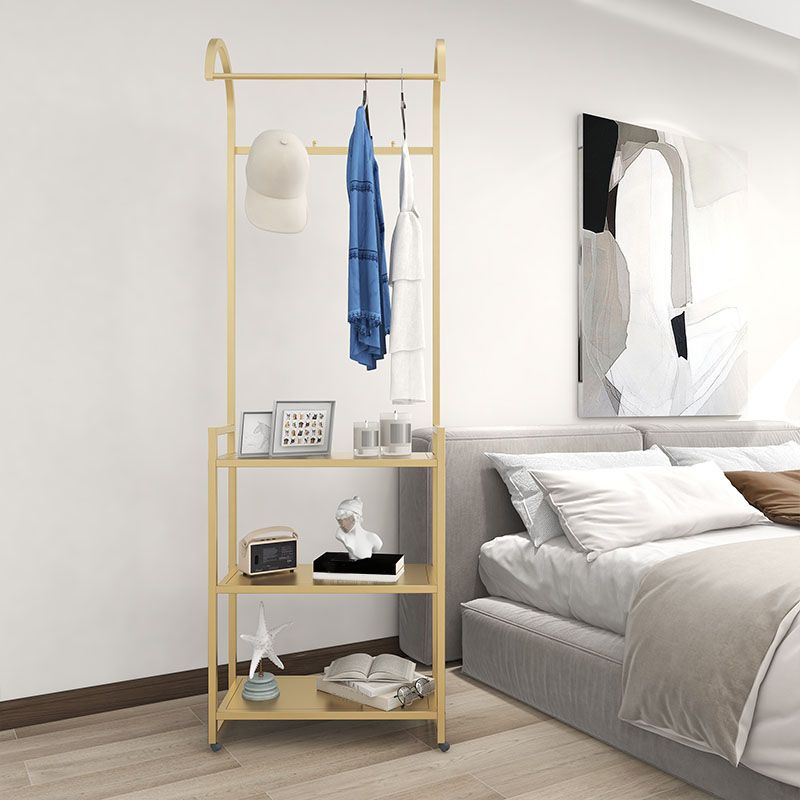 Luxurious Metallic Coat Hanger Free Standing Multicapa Estantes de diseño de la reverencia