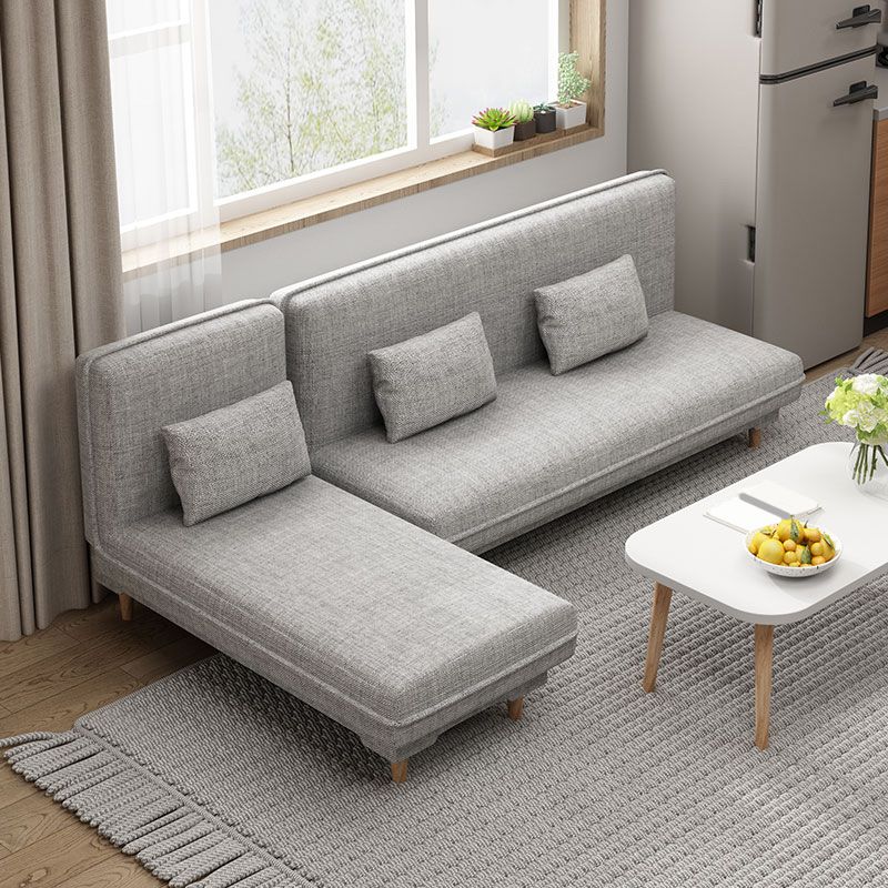 30.7"H Blue/ Grey / Green Linen Armless Sofa Bed& Chaise for Living Room