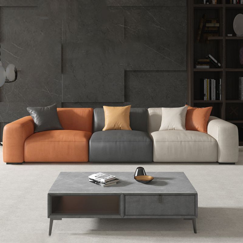 Contemporary Cushions Standard Seating Square Arm Sofa with Pillows