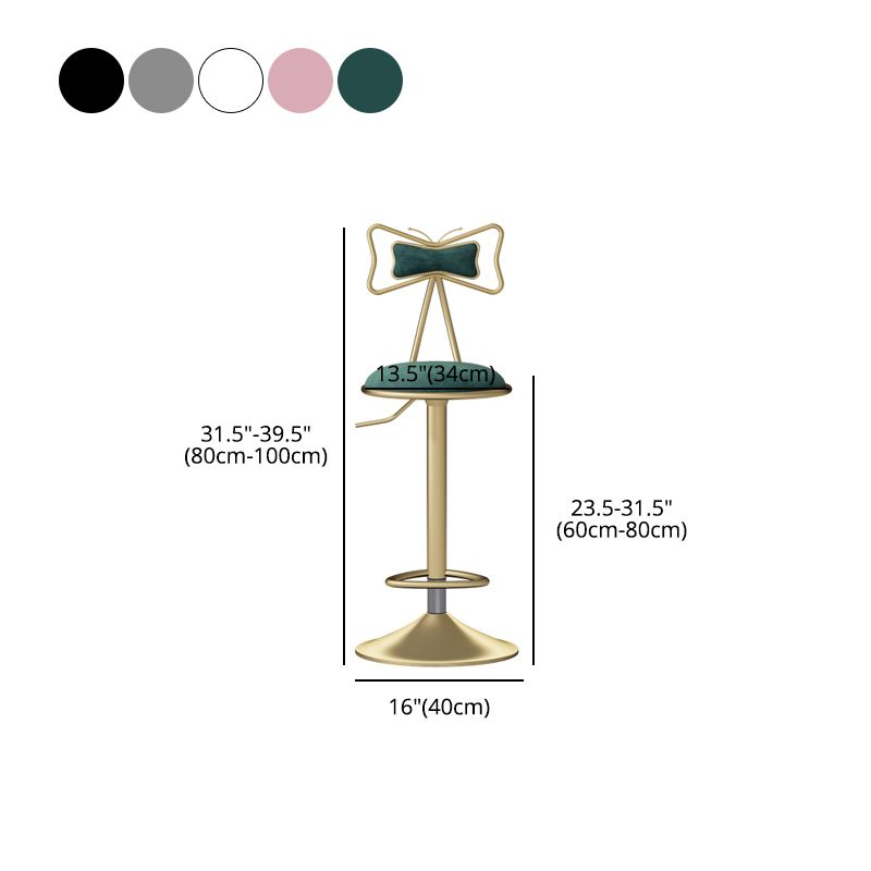 Glam Rotatable Liftable Counter Stool Iron Beauty Shop Bar Stool with Velvet Cushion Clearhalo 'Bar Furniture' 'Bar Stools' 'bar_stools' 'furn' 'furn_bar_stools' 'furniture_bar_stools' 'Kitchen & Dining Furniture' 'kitchen&dining_furn' 'kitchen' 'kitchen_furn' Furniture' 1200x1200_4924618f-65dc-43e5-b504-14e56662f5e8