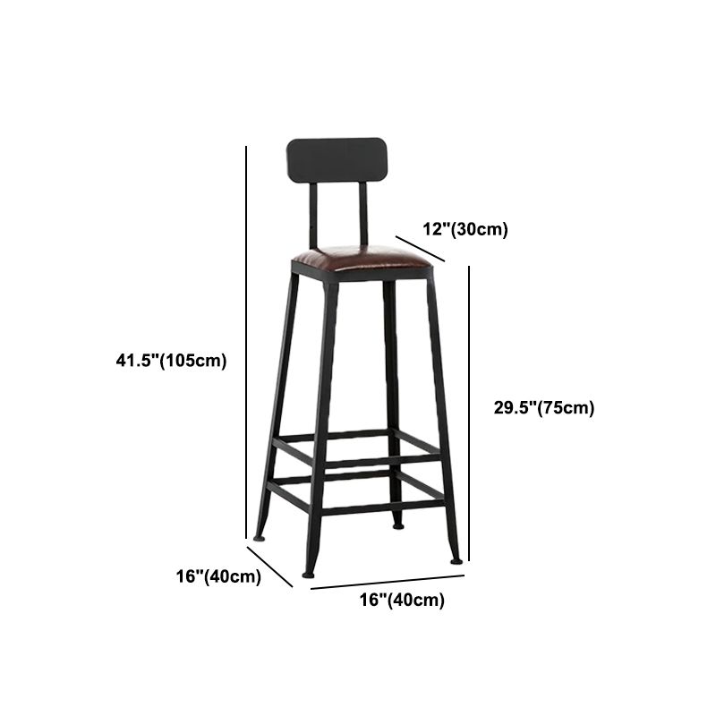 Industrial Armless Counter Stool Iron Milk Tea Shop Bar Stool with Cushion and Pedal Clearhalo 'Bar Furniture' 'Bar Stools' 'bar_stools' 'furn' 'furn_bar_stools' 'Furniture' 'Kitchen & Dining Furniture' 1200x1200_4925422e-5b84-483c-a8ae-a0ee7fc5c8bc
