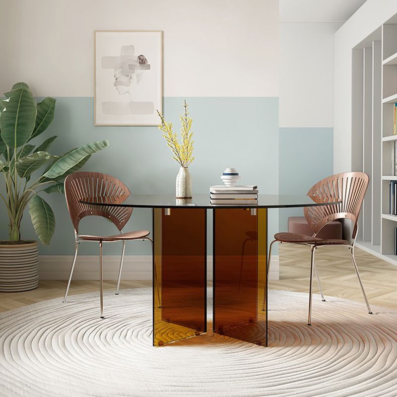 Round Glass Dining Table Modern Style Dining Table for Home Use Clearhalo 'Dining Tables & Seating' 'Dining Tables' 'dining_table' 'furn' 'furn_dining_table' 'Furniture' 'furniture_dining_table' 'Kitchen & Dining Furniture' 'kitchen' 'kitchen_dining_table' 1200x1200_49287554-8e4b-4e62-b041-5155d557341d