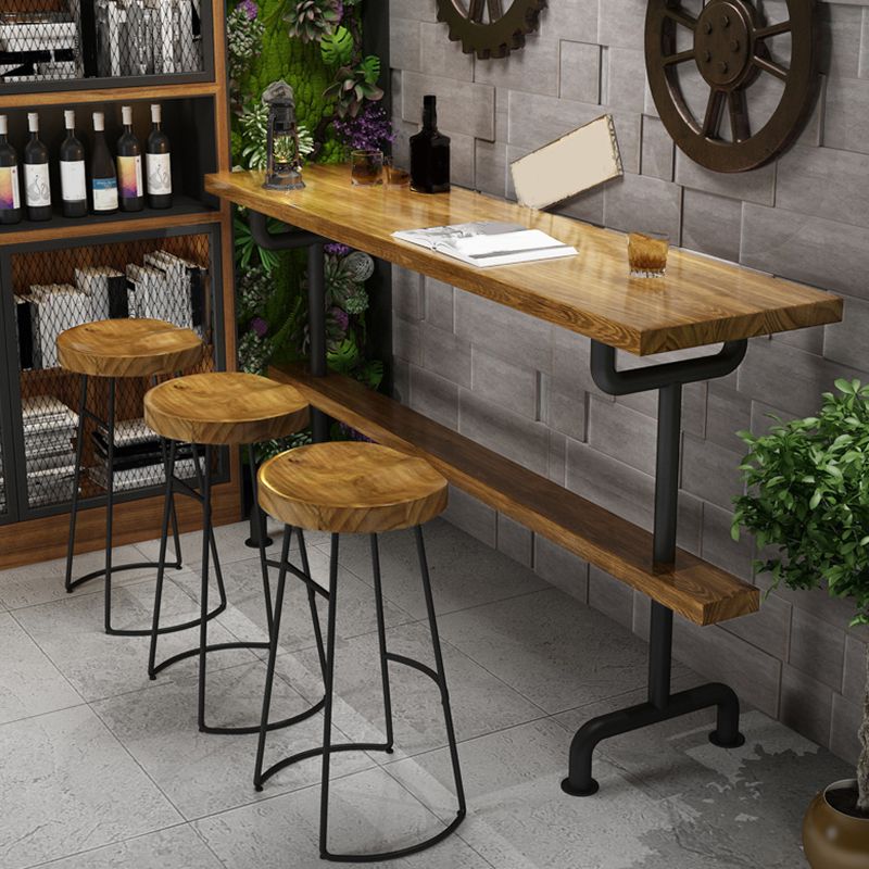 Industrial Wood Bar Table Trestle Base Dining Table for Kitchen Living Room Clearhalo 'Bar Furniture' 'Bar Tables' 'bar_tables' 'furn' 'furn_bar_tables' 'Furniture' 'Kitchen & Dining Furniture' 1200x1200_49291950-7bbe-4d33-9013-77830932f14a