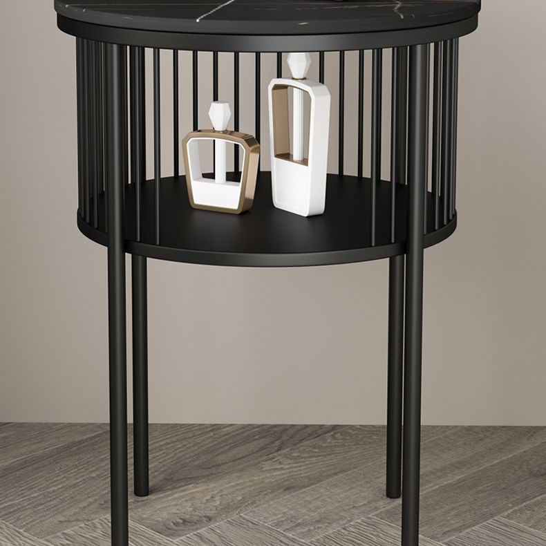 Contemporary Metal 4 Legs End Table Round Double Tier End Table Clearhalo 'Coffee & Accent Tables' 'End & Side Tables' 'end_side_tables' 'furn' 'furn_end_side_tables' 'Furniture' 'Living Room Furniture' 1200x1200_492d4748-5640-4f03-9263-d81115d9d2b0