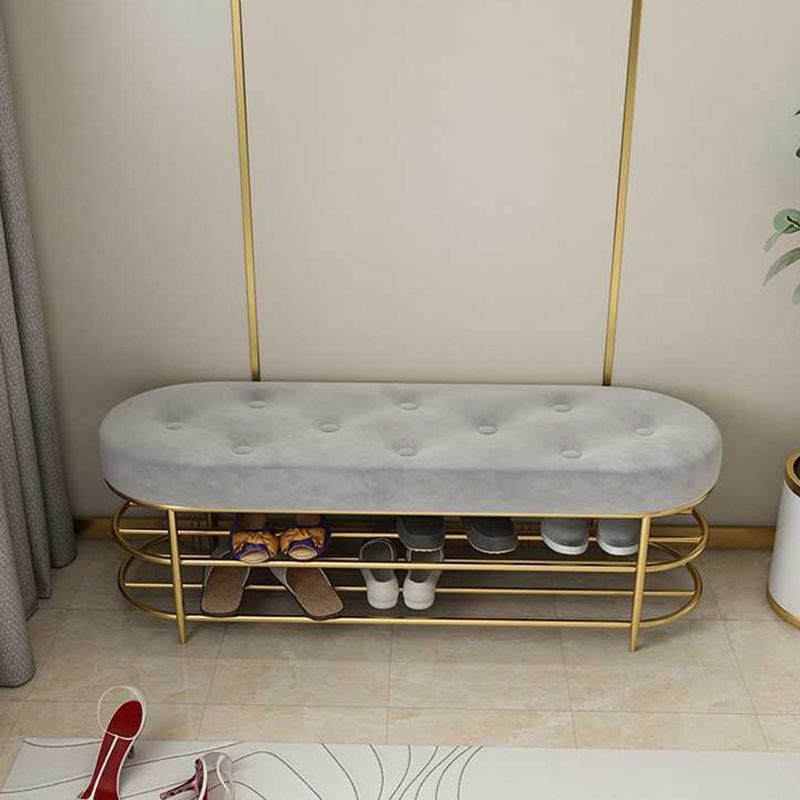 13.65-inch W Modern Entryway Bench Cushioned Metal Seating Bench Clearhalo 'Benches' 'Chairs & Seating' 'furn' 'furn_benches' 'Furniture' 'Living Room Furniture' 1200x1200_492eaf49-3b3c-421c-b1a1-59dd0e62f4dd