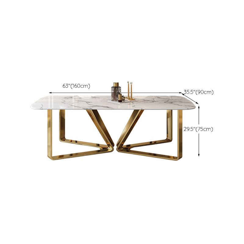 Traditional Luxury Metal Base Table Rectangle Dinner Table for Home Clearhalo 'Dining Tables & Seating' 'Dining Tables' 'dining_table' 'furn' 'furn_dining_table' 'Furniture' 'Kitchen & Dining Furniture' 1200x1200_4930528b-bfe6-4b6c-a517-3b8cba0813fe