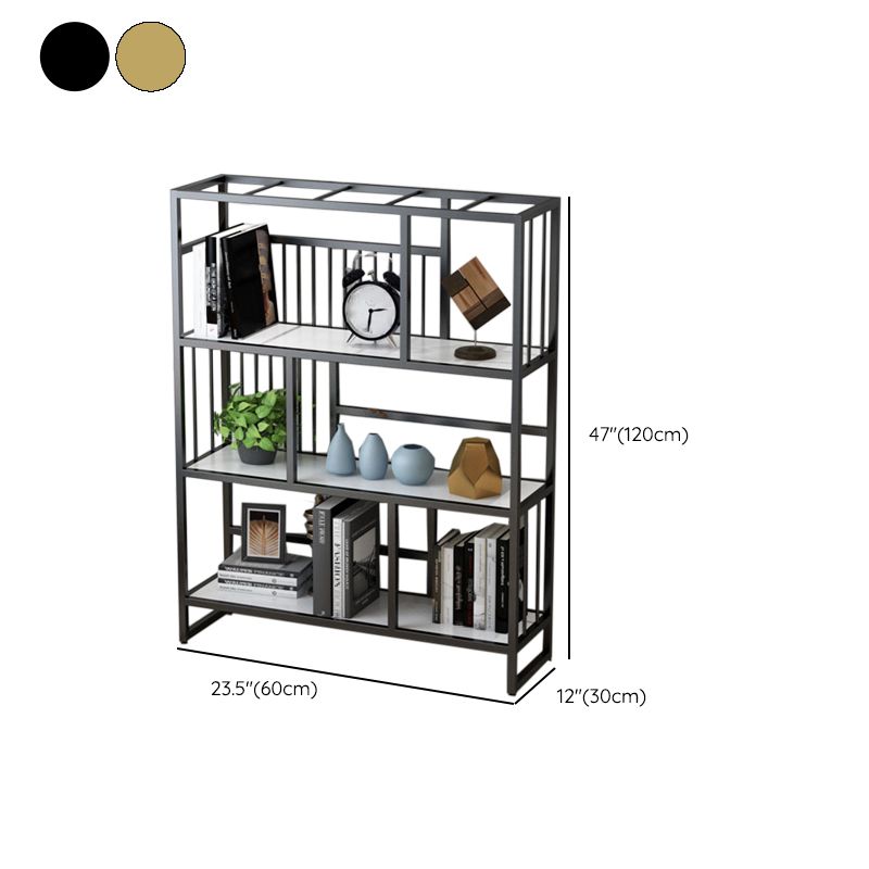 Metal and Wooden Shelf Bookcase Vertical Open Bookshelf with Shelves