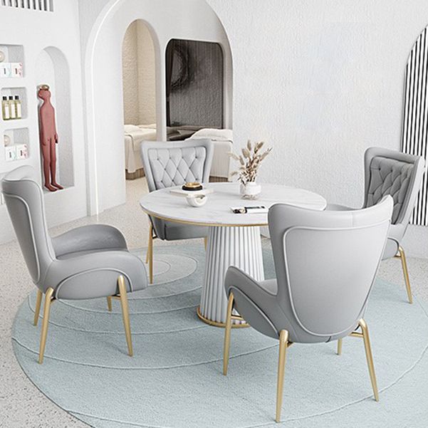 Glam 1/5 Pieces Dining Set Round Stone Dining Table for Dining Room Clearhalo 'Dining Room Sets' 'Dining Tables & Seating' 'dining_room_set' 'furn' 'furn_dining_room_set' 'Furniture' 'furniture_dining_room_set' 'Kitchen & Dining Furniture' 1200x1200_49319224-580a-4999-a460-248713418123