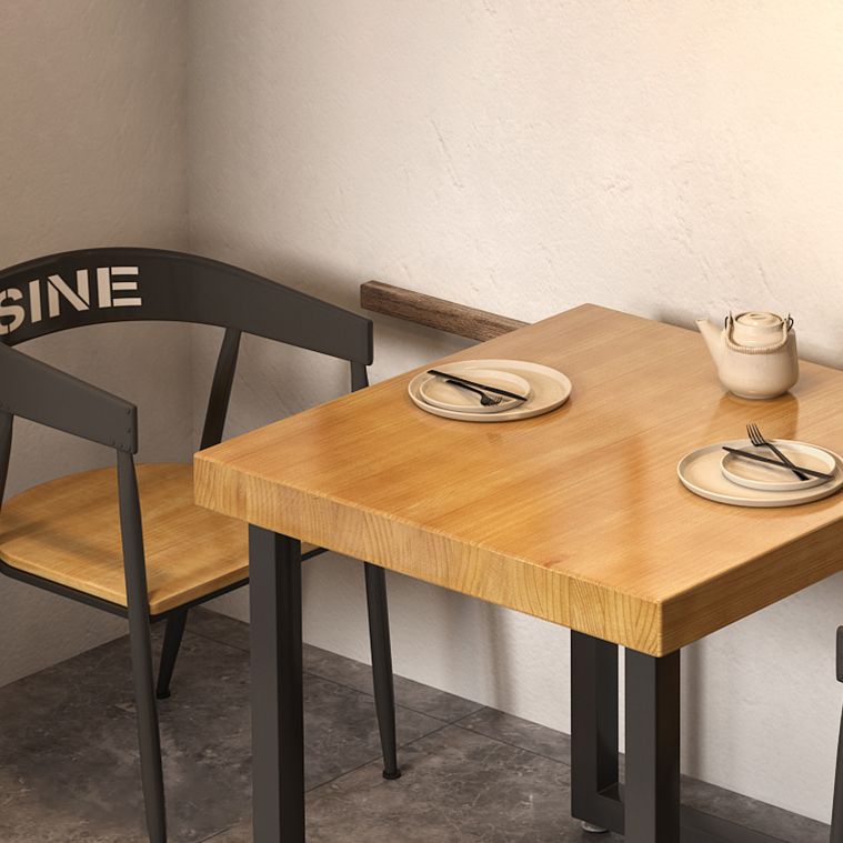 Square Solid Wood Kitchen Table Industrial Dining Table with Metal Double Pedestal Base Clearhalo ' dining_table' 'Dining Tables & Seating' 'Dining Tables' 'furn' 'furn_dining_table' 'Furniture' 'furniture_dining_table' 'Kitchen & Dining Furniture' 'kitchen&dining_furn' 'kitchen' 'kitchen_dining_table' 1200x1200_49349836-f3c7-4617-971c-da4b58312185