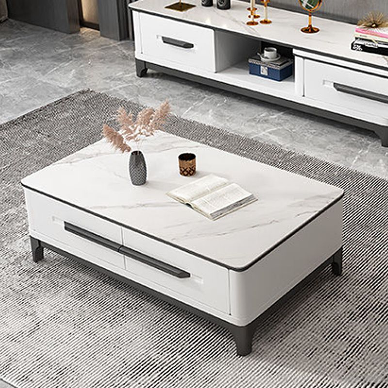 Ornate Style Rectangular Slate Plate Table Plate Metal 4 Legs Base Coffee Table Clearhalo 'Coffee & Accent Tables' 'Coffee Tables' 'coffee_tables' 'furn' 'furn_coffee_tables' 'Furniture' 'Living Room Furniture' 1200x1200_493592e2-b375-4b1d-8f34-22f47b78ffc9