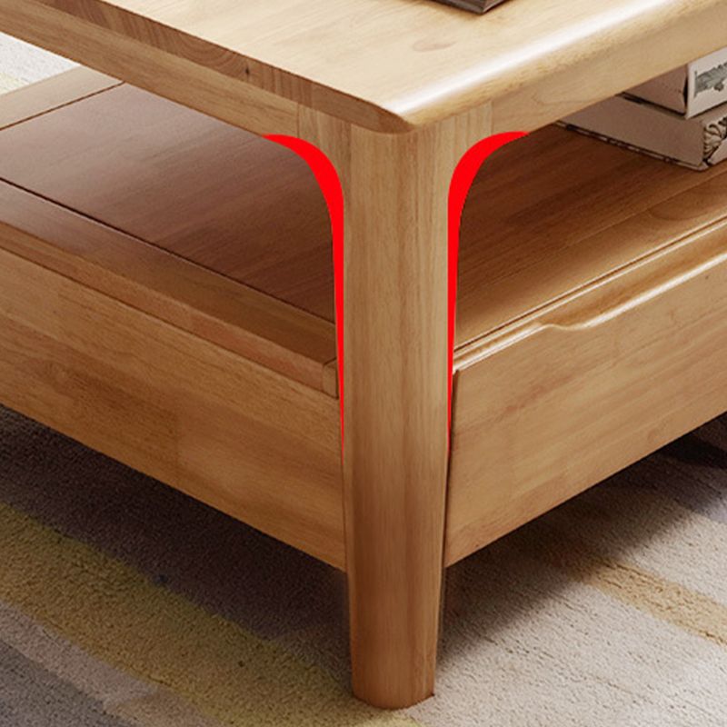 Modern Wooden 4 Legs Coffee Table with Storage Rectangular Cocktail Table in Oak/Walnut Clearhalo 'Coffee & Accent Tables' 'Coffee Tables' 'coffee_tables' 'furn' 'furn_coffee_tables' 'Furniture' 'furniture_coffee_tables' 'Living Room Furniture' 1200x1200_49361052-e422-4c52-86f0-60dab1858888