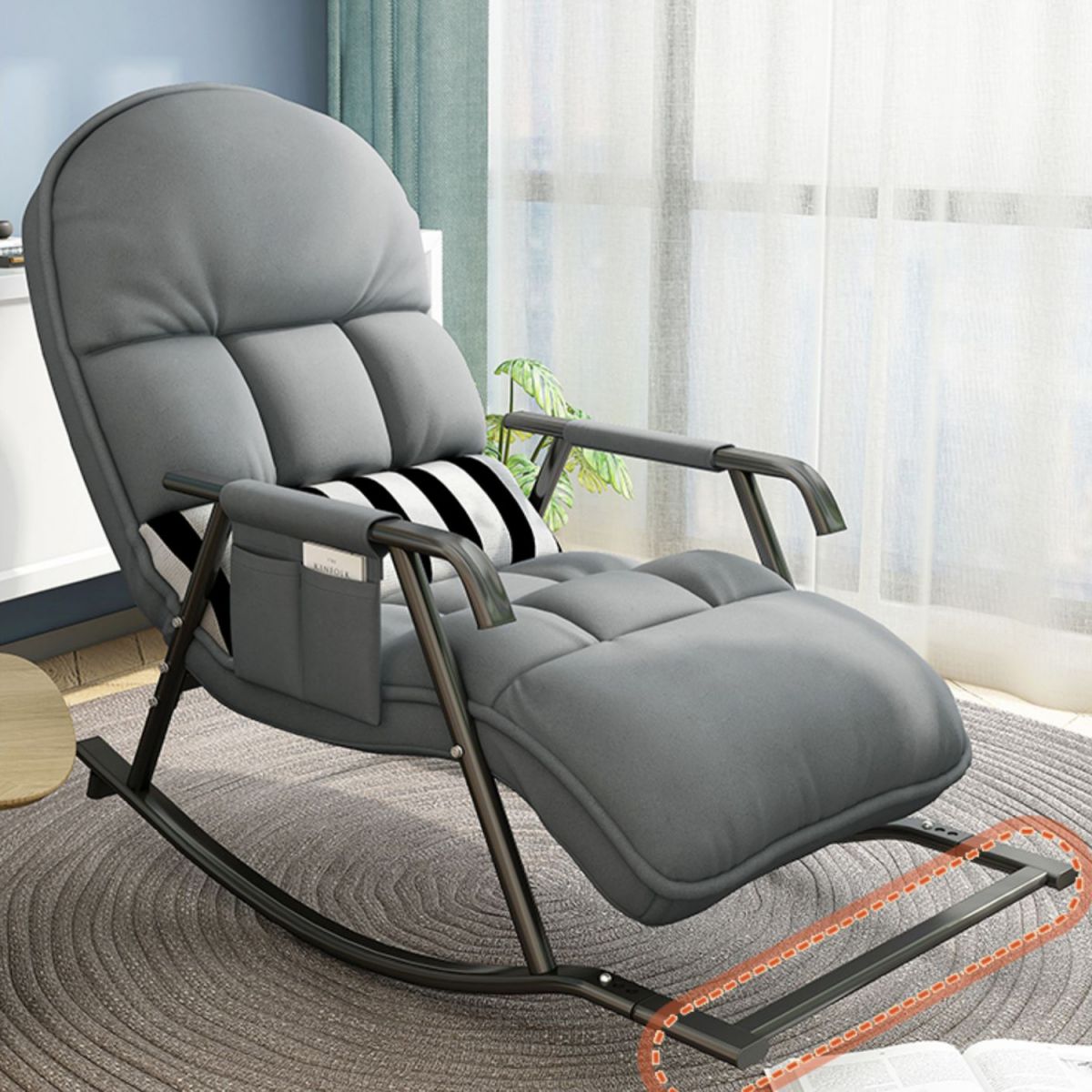 Contemporary Black Metal Base Recliner Chair with Side Pockets Clearhalo 'Chairs & Seating' 'furn' 'furn_recliners' 'Furniture' 'Living Room Furniture' 'Recliners' 1200x1200_4936cf68-d68c-4ab3-a9d6-2e6d1a02af1f