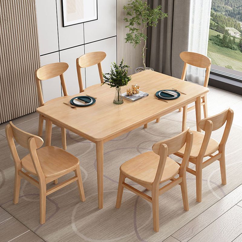 Table à manger rectangulaire en bois massif d'hévéa, pour la cuisine