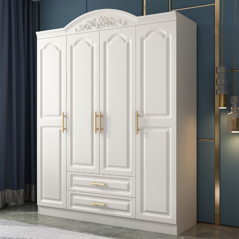 Engineered Wood Wardrobe Closet with Garment Rod White Wardrobe Cabinet Clearhalo 'Armoires & Wardrobes' 'armoires_wardrobes' 'Bedroom Furniture' 'furn' 'furn_armoires_wardrobes' 'Furniture' 1200x1200_493a1a9b-8b6a-470d-ad9f-f73a4c049bec