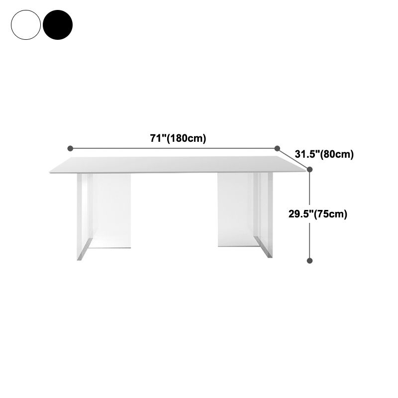Sintered Stone Top Acrylic Base Dining Table Contemporary Rectangle Table for Home