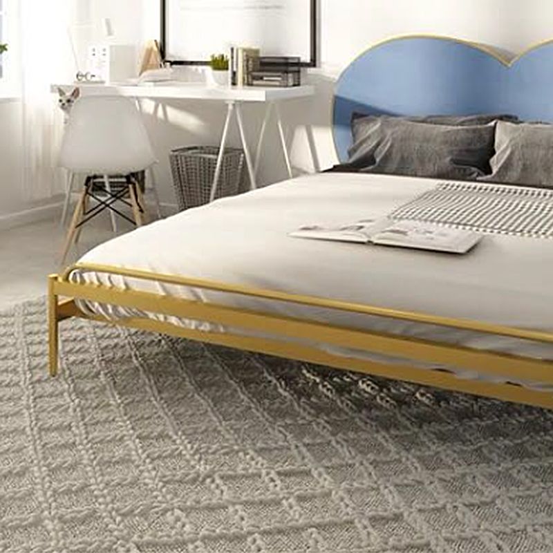 Letto a pannello in metallo, testiera imbottita a cuore, 79 pollici, colore cromo